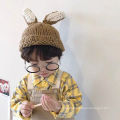 Korean Children's Hats Handmade Rabbit Ears Woolen Knitted  Autumn And Winter Baby Hats